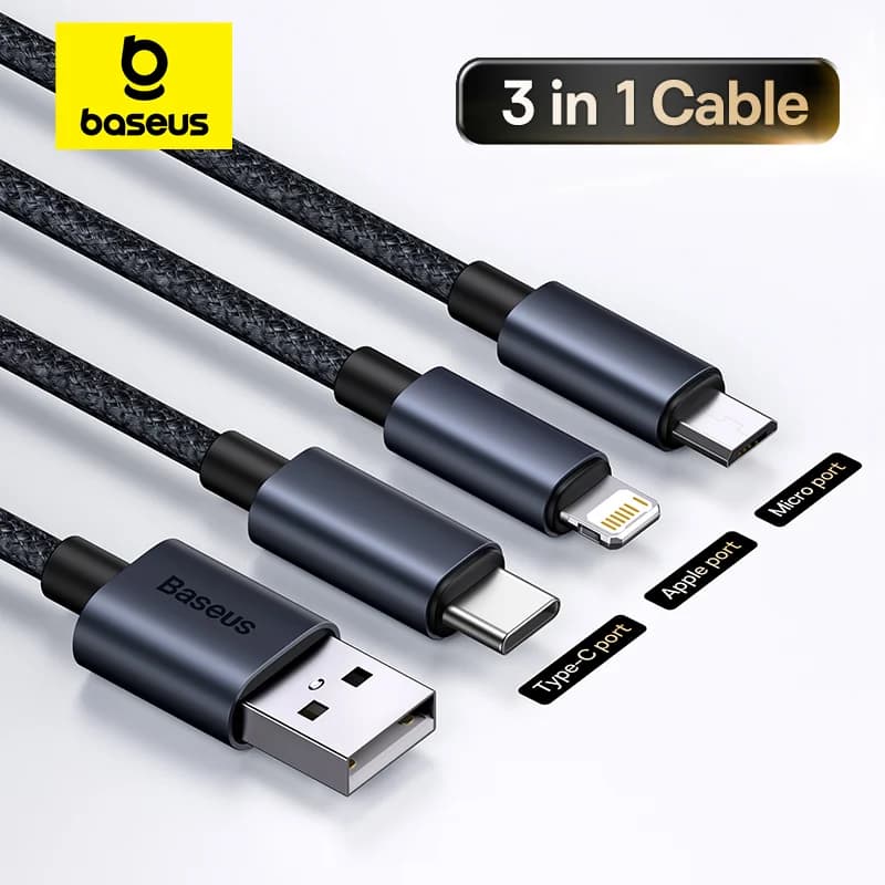 Універсальний USB-кабель 3-в-1 з роз'ємами Type-C та Micro USB